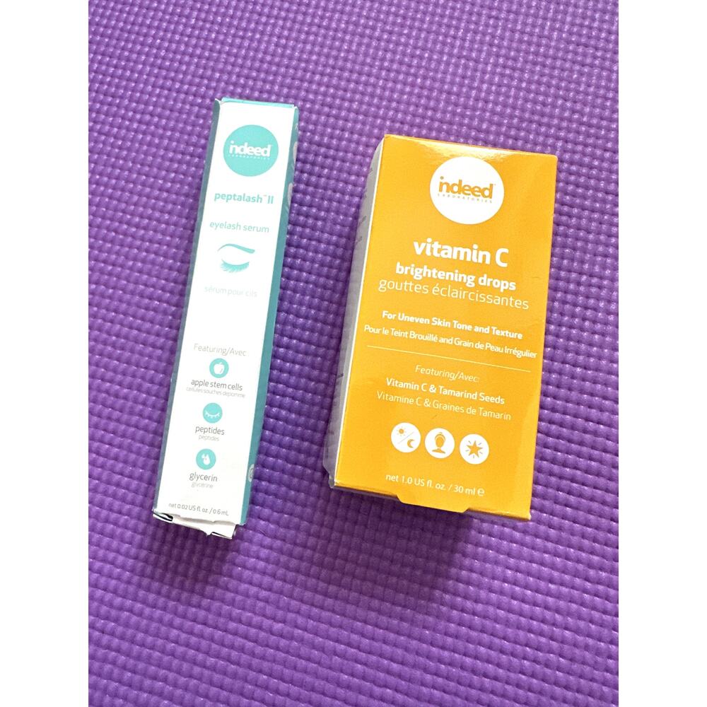 2 Indeed Skincare: Vitaminc C Brightening Drops & Eyelash Serum Peptalash lot